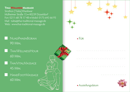 Gutschein zu Weihnachten  für eine Thaimassage 